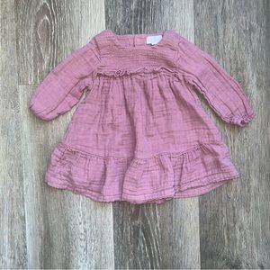 Angel Dear organic cotton ruffle hem long sleeve dress